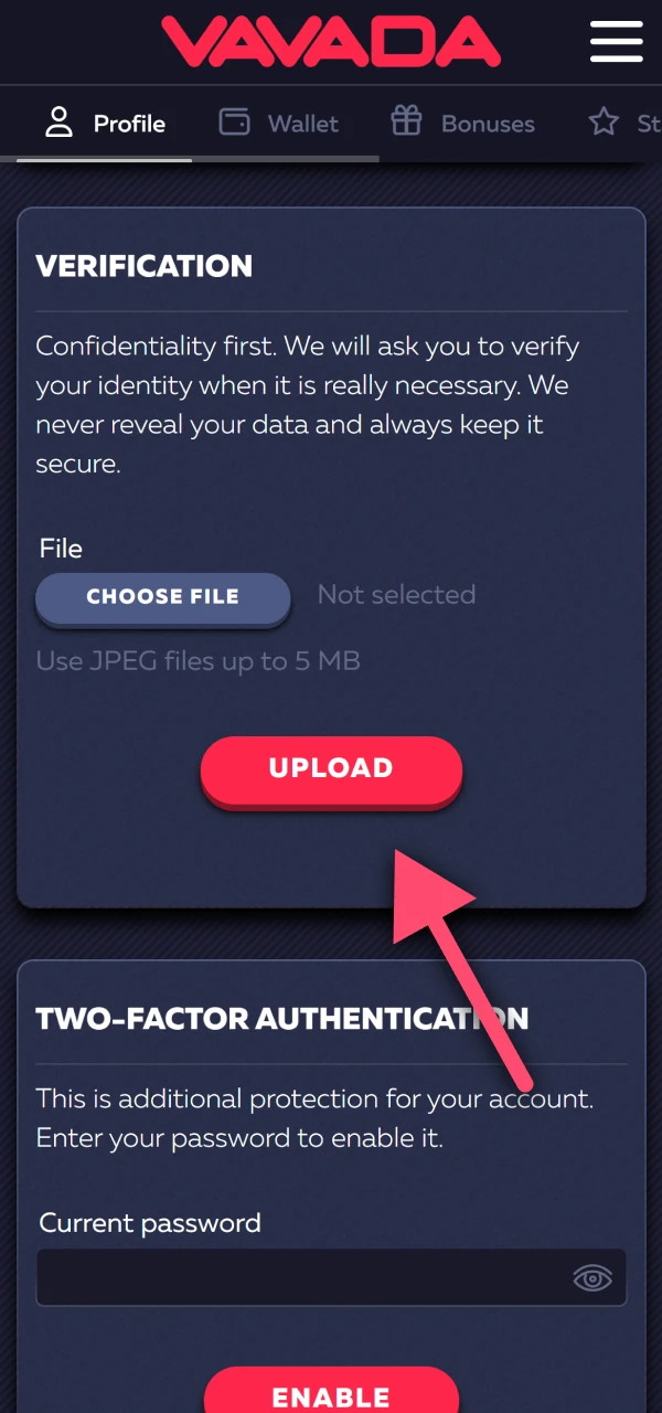 Complete account verification to access all features on Vavada.