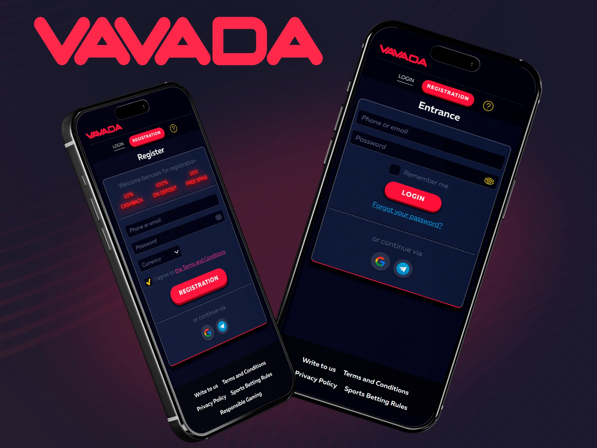 Register quickly using the official Vavada casino mobile app.